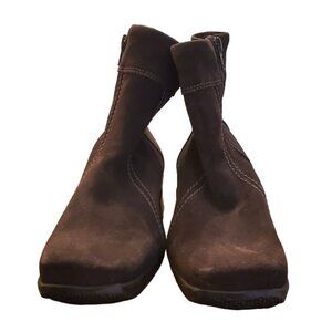 La Canadienne Womens 6.5M Brown Suede Wedge Heel Ankle Boots